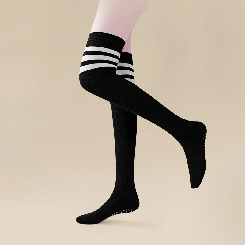 秋冬运动过膝瑜伽袜子硅胶防滑女小腿袜保暖高筒健身防滑普拉提袜