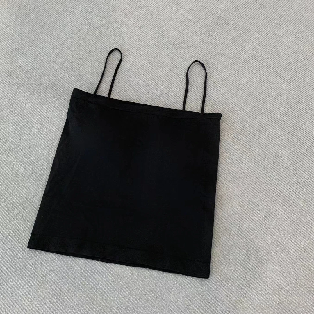 2328大码纯色女士防走光百搭美背打底时尚黑白经典修身小吊带露肩