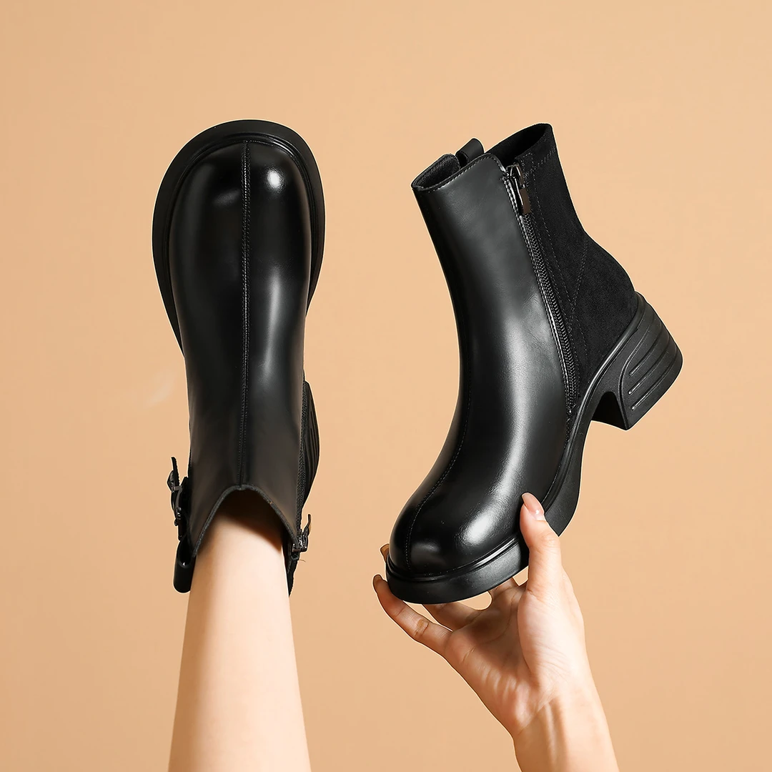 时装靴女2024春秋马丁靴百搭休闲靴短筒瘦瘦靴女士短靴弹力女靴子