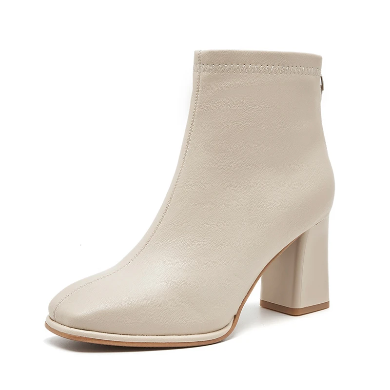 0099-92327088R女鞋时尚粗跟短靴高跟方头秋冬女靴