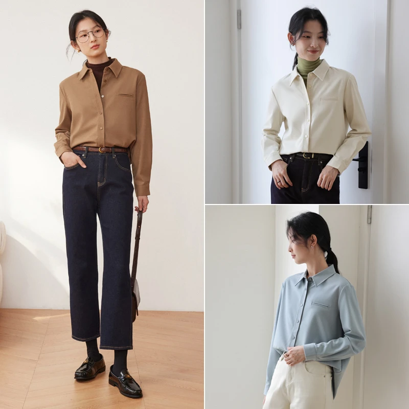 【衬心如意】加厚磨毛衬衫女秋冬高级法式宽松叠穿内搭复古衬衣春秋