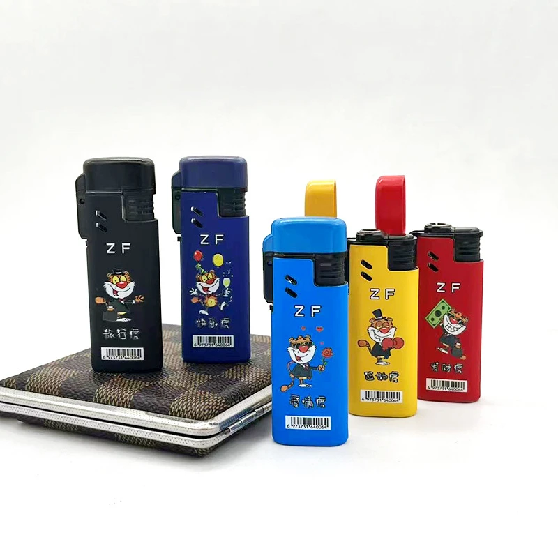 新款翻盖式直冲蓝焰时尚打火机批发家用耐用商超同款批发小巧便携