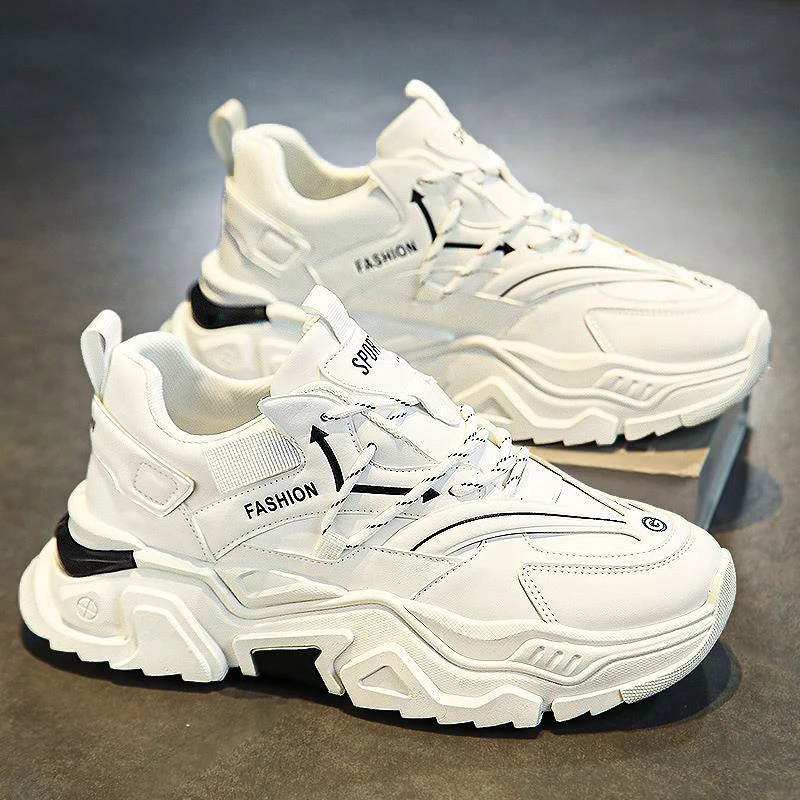 鸿星尔克男鞋冬季学生运动休闲跑步鞋男款青少年小白增高白色老爹
