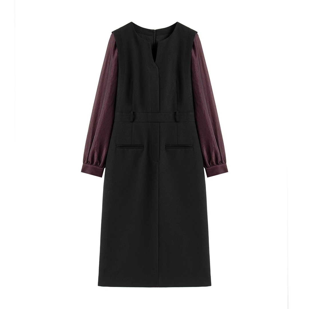 【南油虹姐】新款高档洋气时尚减龄个性拼接显瘦连衣裙