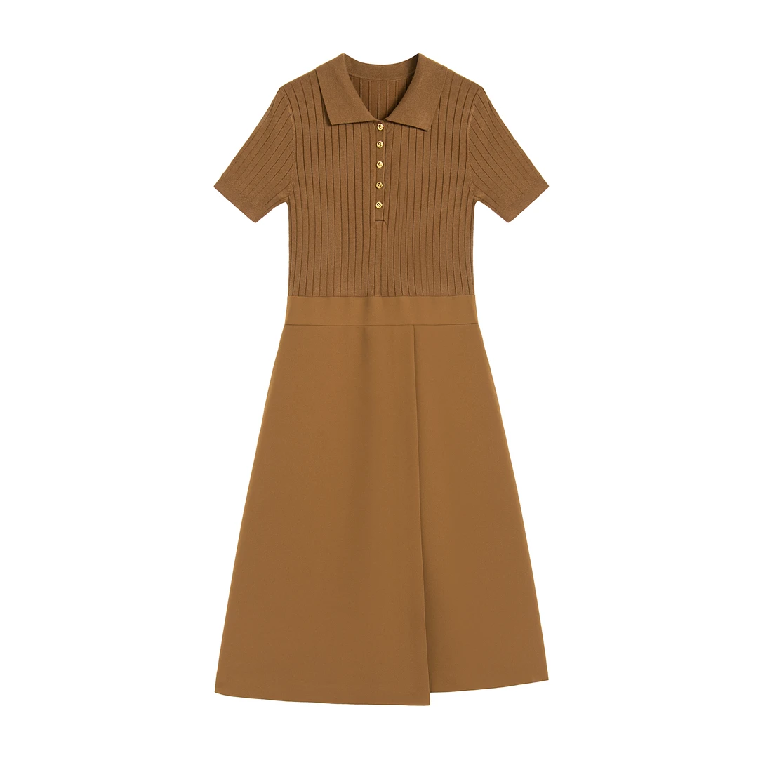 【南油虹姐】2024法式复古气质收腰小黑裙女高级感短袖针织连衣裙