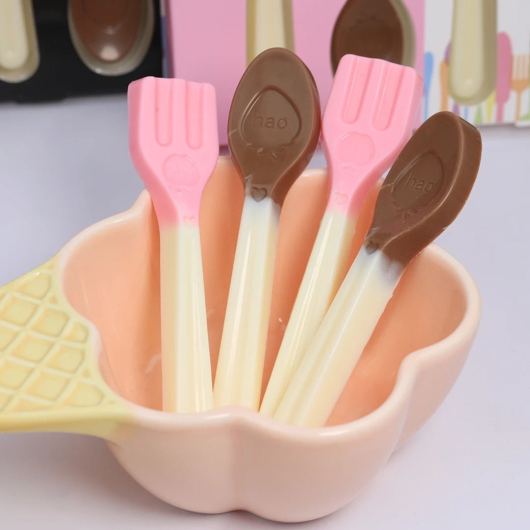 咖啡勺巧克力叉子勺子盒装造型儿童零食礼物分享超市批发便宜