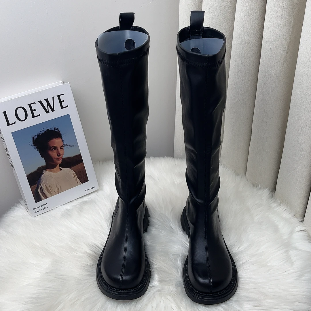 平底骑士长靴百搭不过膝长筒女靴英伦风轻奢秋冬瘦瘦靴女款女士