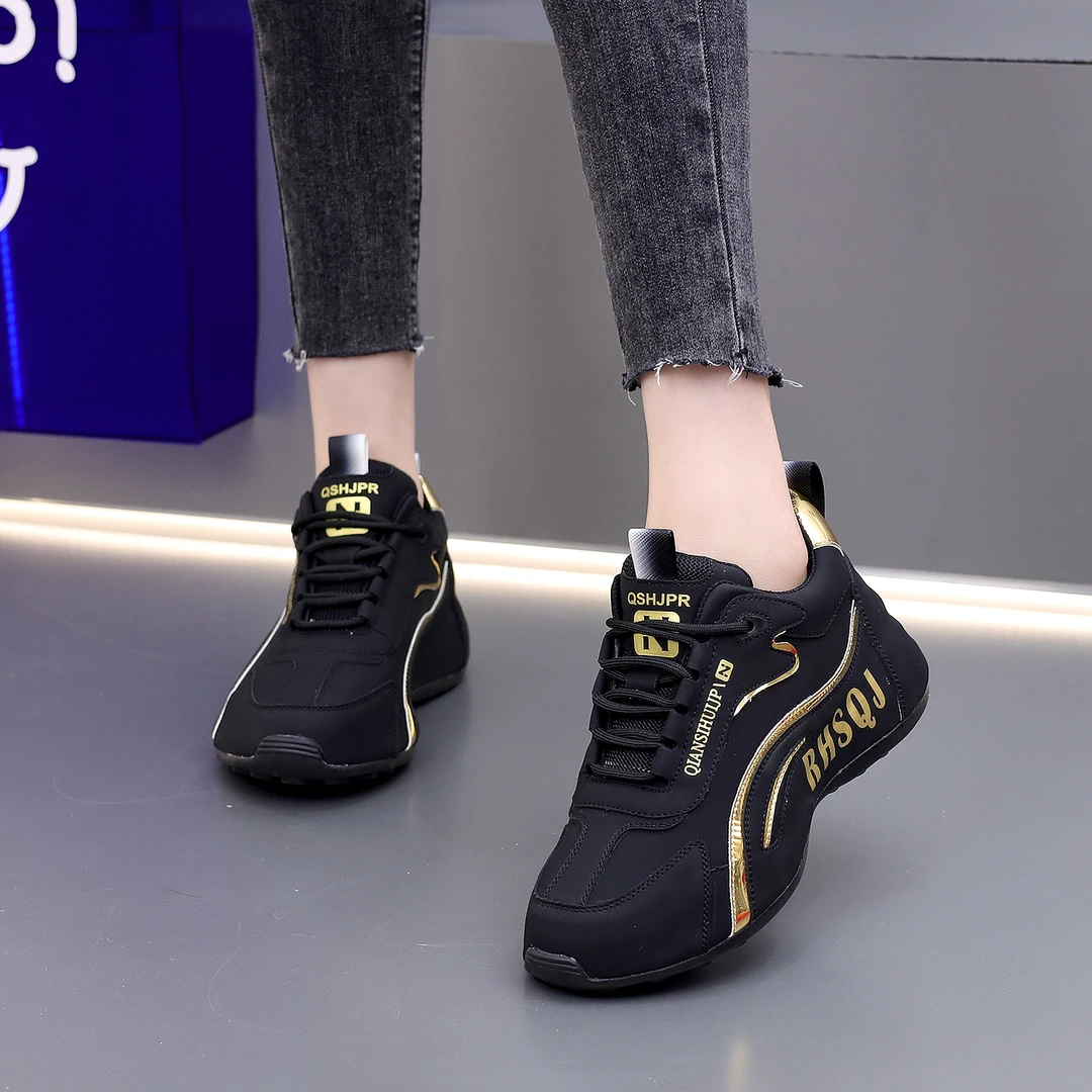 2024年春季男女同款软底软面时尚百搭休闲皮蓬老爹鞋厚底厚底