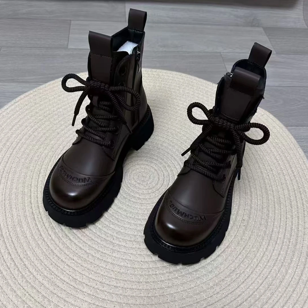 （五公分跟）秋冬新款时尚马丁靴英伦风美拉德加绒百搭潮流女短靴