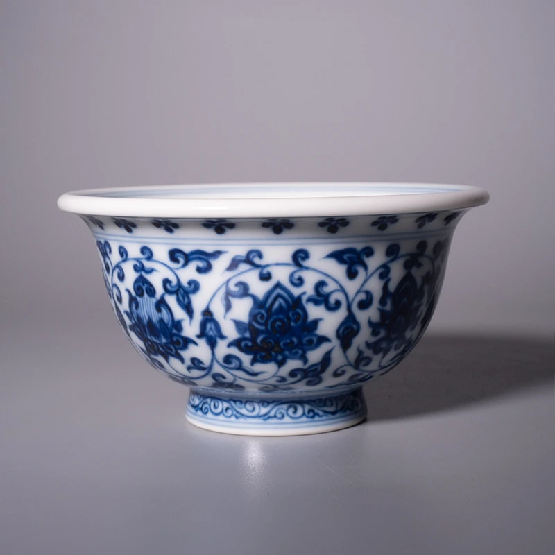 龙圣华苑景德镇陶人临古第七代手绘青花仿明永乐内绘鸳鸯压手杯