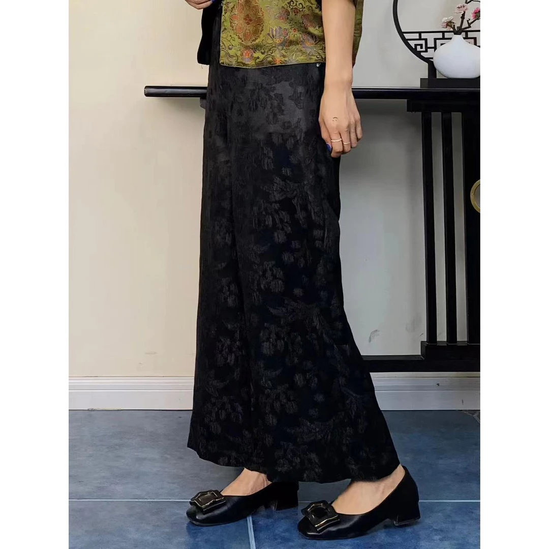 香云纱桑蚕丝冠乐皱真丝裤子CHH-6050