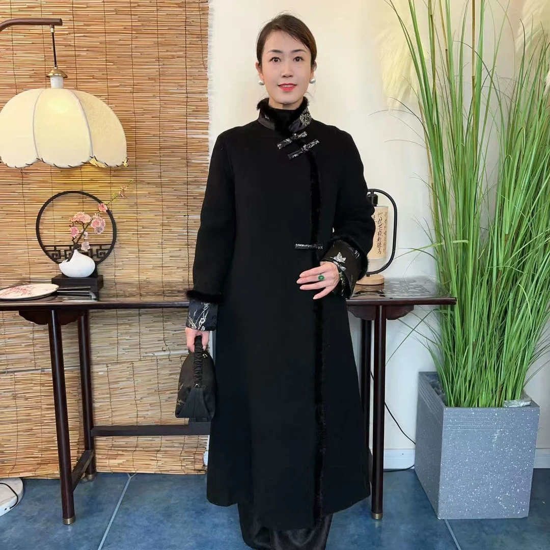 【佳鑫香云纱】时尚百搭新款羊毛大衣DSR-8061上新女士大衣高端