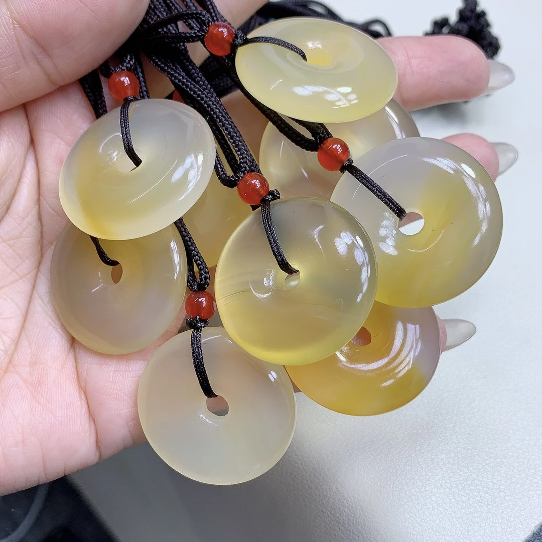 天然玛瑙平安扣挂件时尚吊坠 （配挂绳多样性发货其一）