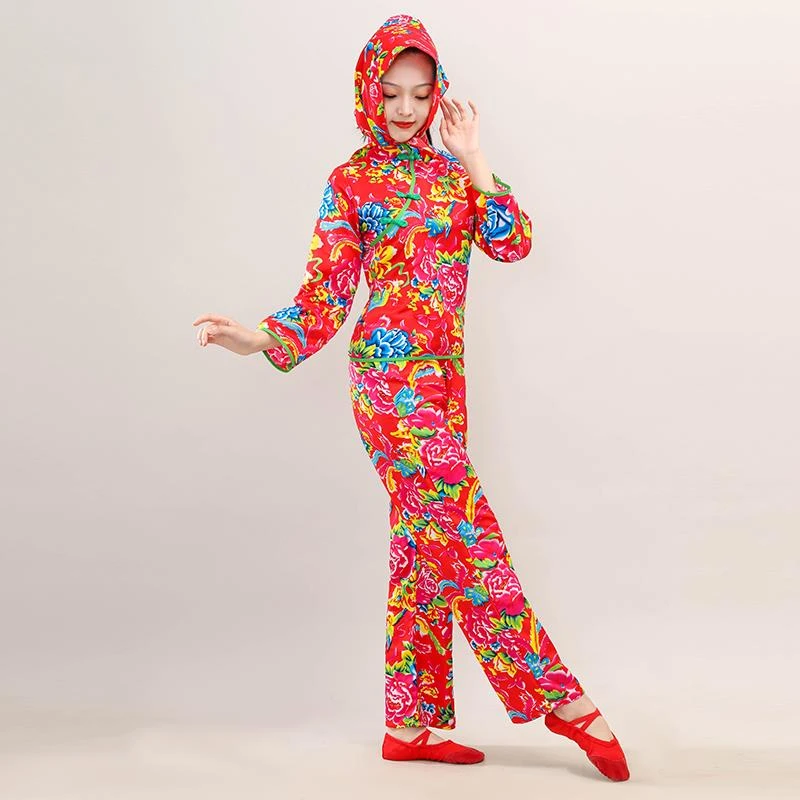 东北大花布衣服村姑女二人转演出服搞笑姐妹装广场舞蹈秧歌服套装