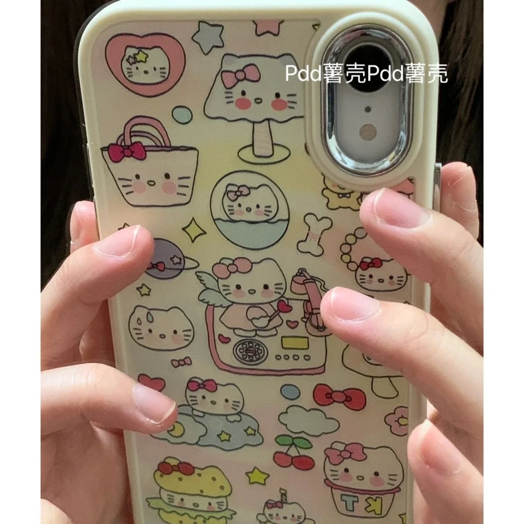 满屏可爱Kitty猫苹果14/13promax手机壳12/11pro防摔xr/xs软7/8p