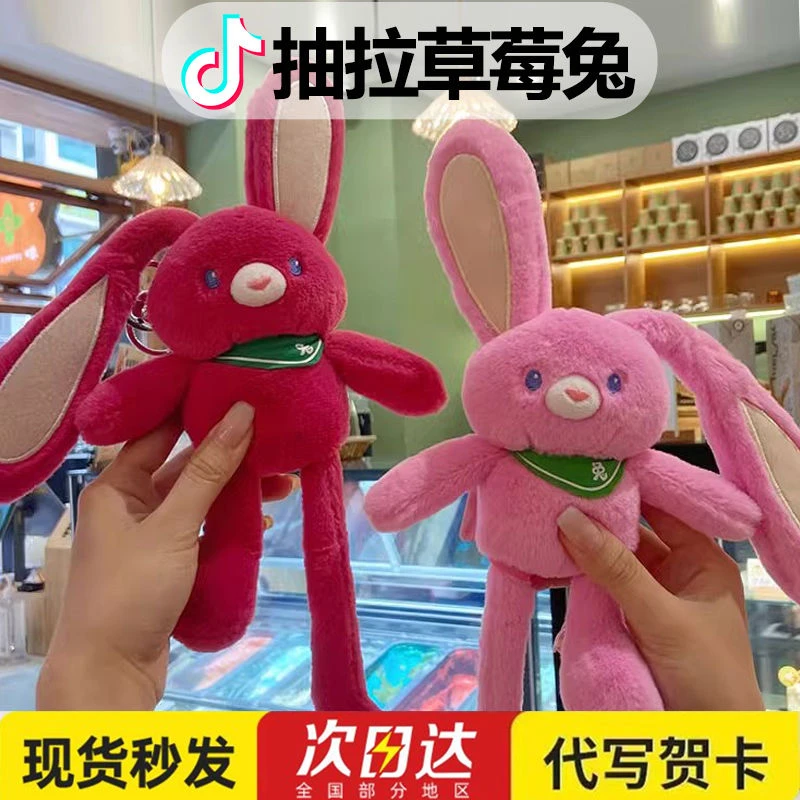 拉耳兔钥匙扣抽拉兔挂件生日礼物送女生玩偶娃娃毛绒可爱治愈物件