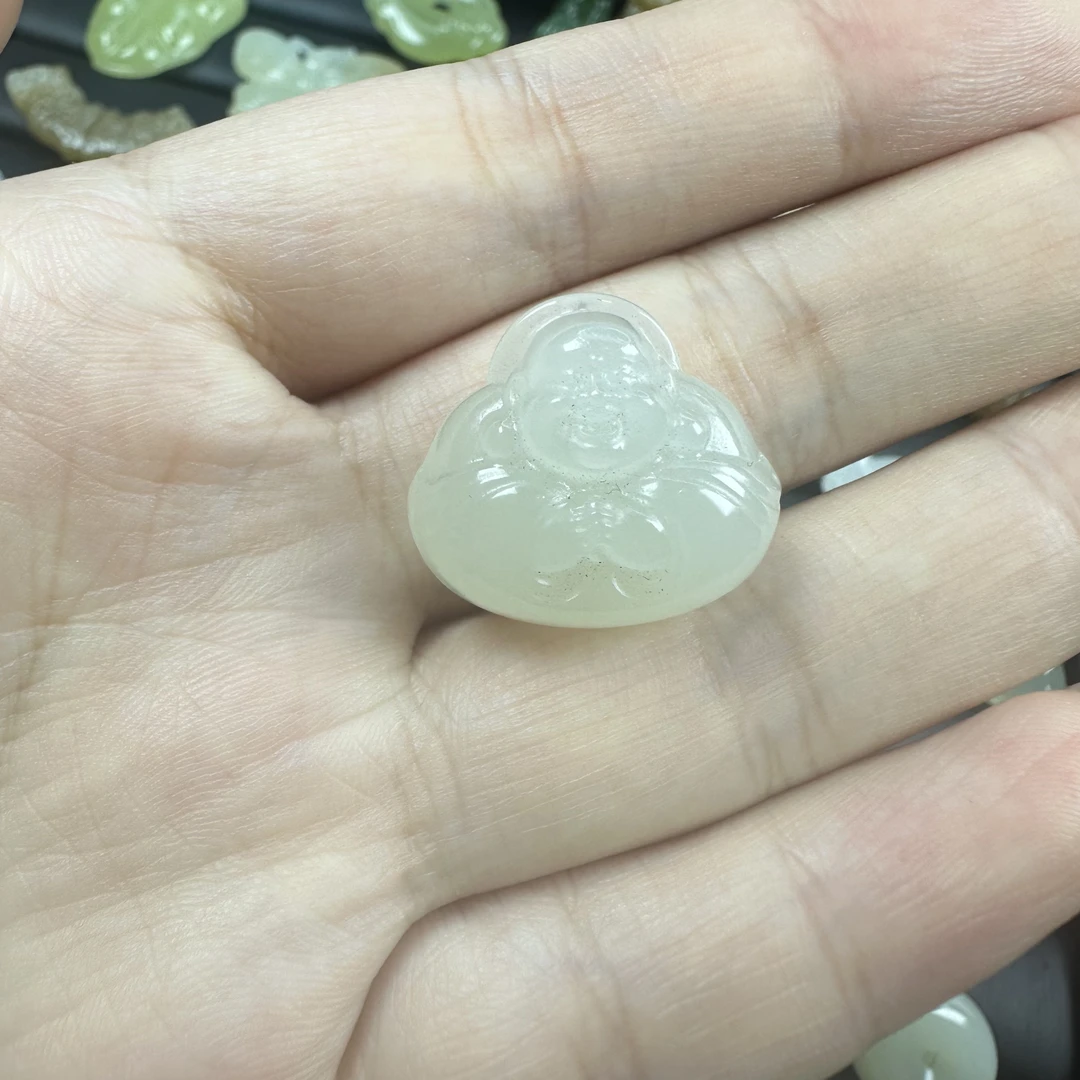 和田玉 青海料 宝宝佛 吊坠
