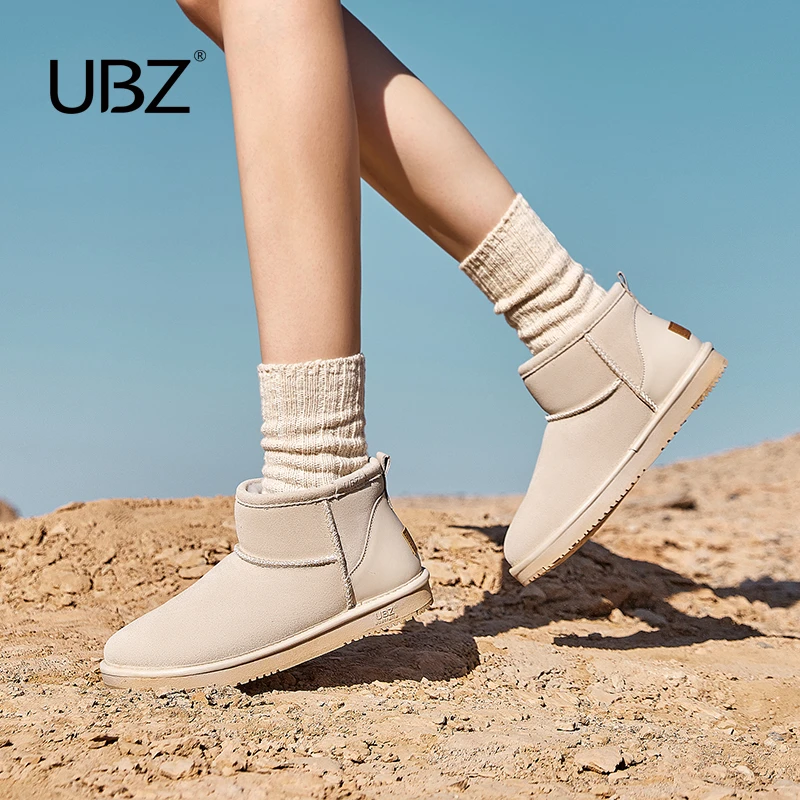 UBZ 防水雪地靴2023年新款女冬季靴子低帮棉鞋加绒加厚一脚蹬短靴