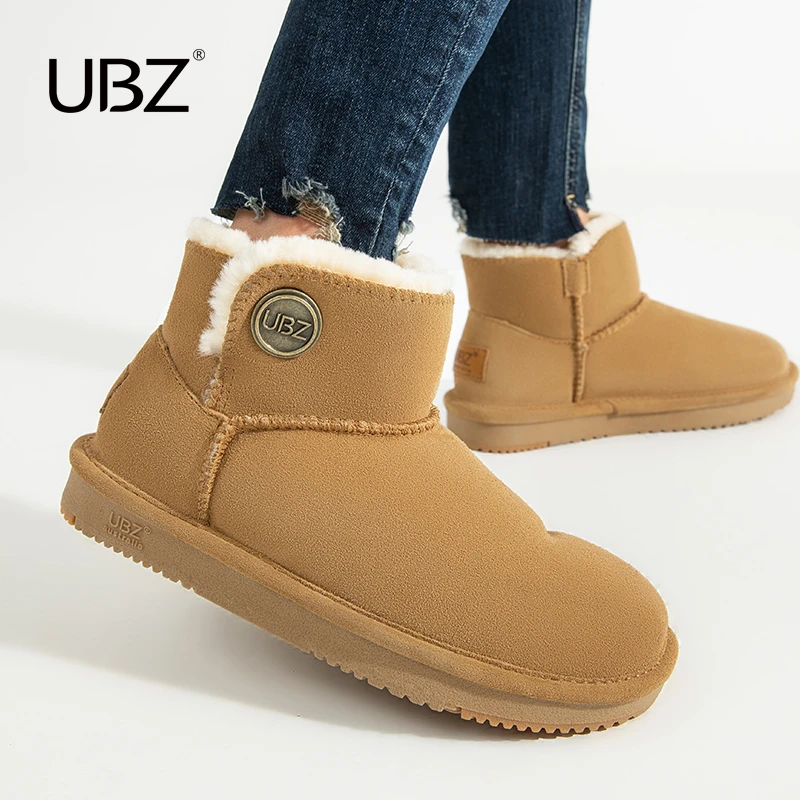 UBZ 防水雪地靴女2024年新款冬季保暖加绒加厚一脚蹬时尚短筒棉鞋