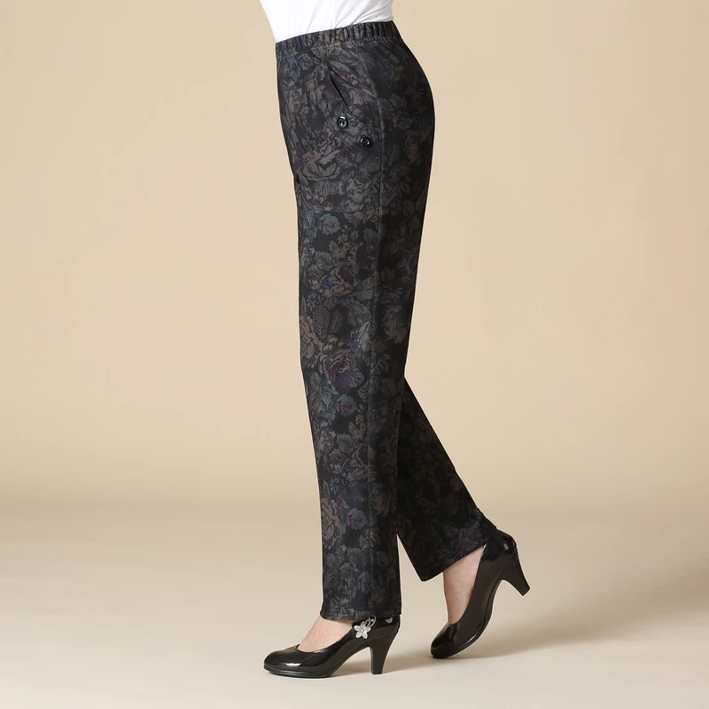 老年人女裤加绒加厚70奶奶秋冬装裤子宽松老人妈妈松紧腰长裤外穿