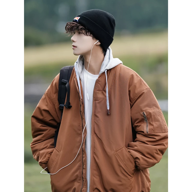 新款复古棒球服男女情侣宽松大码飞行服冬季冬季加厚百搭男士外套