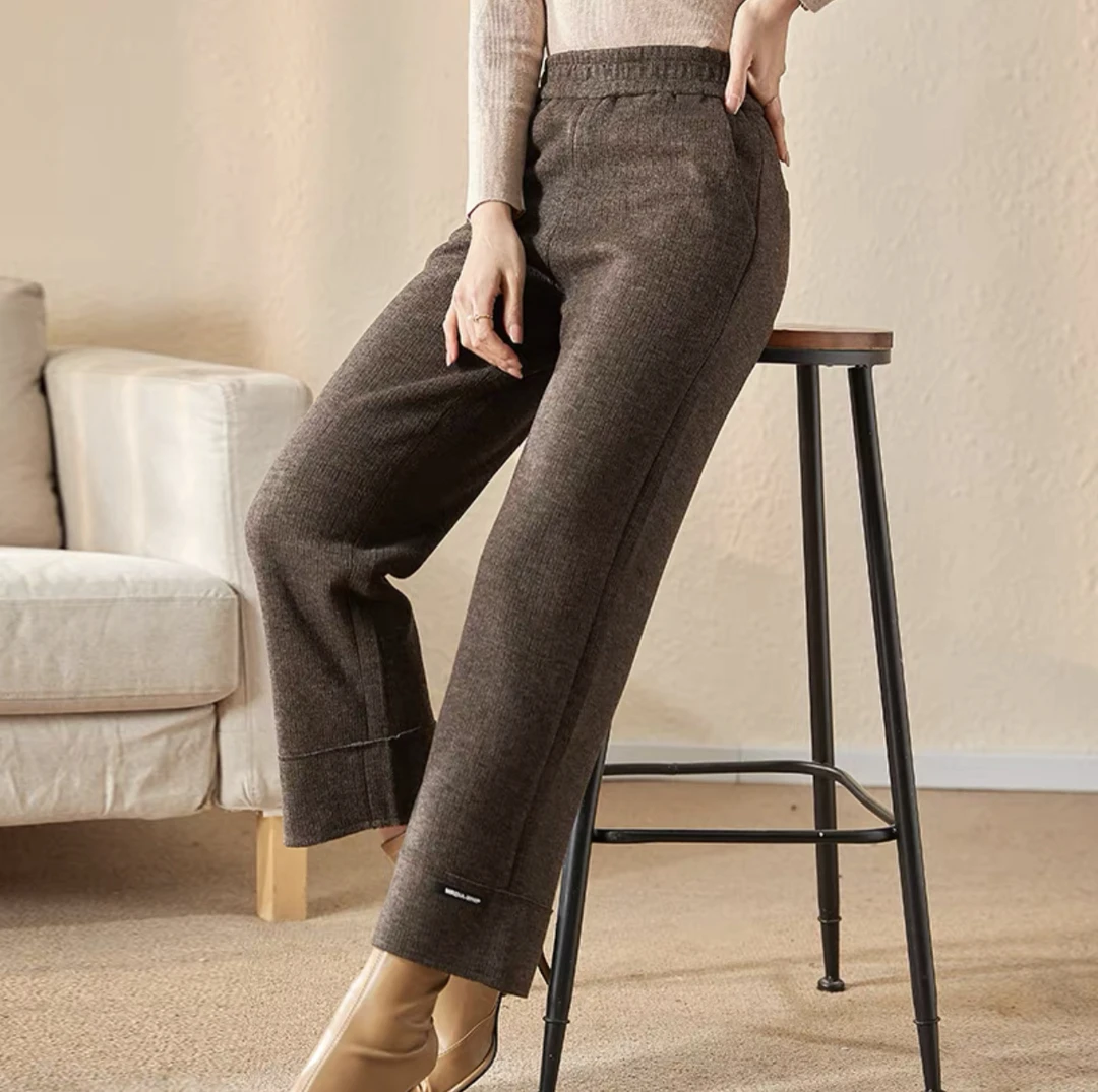 【依采萱】秋冬新款妈妈休闲直筒高腰裤宽松版型时尚百搭长裤