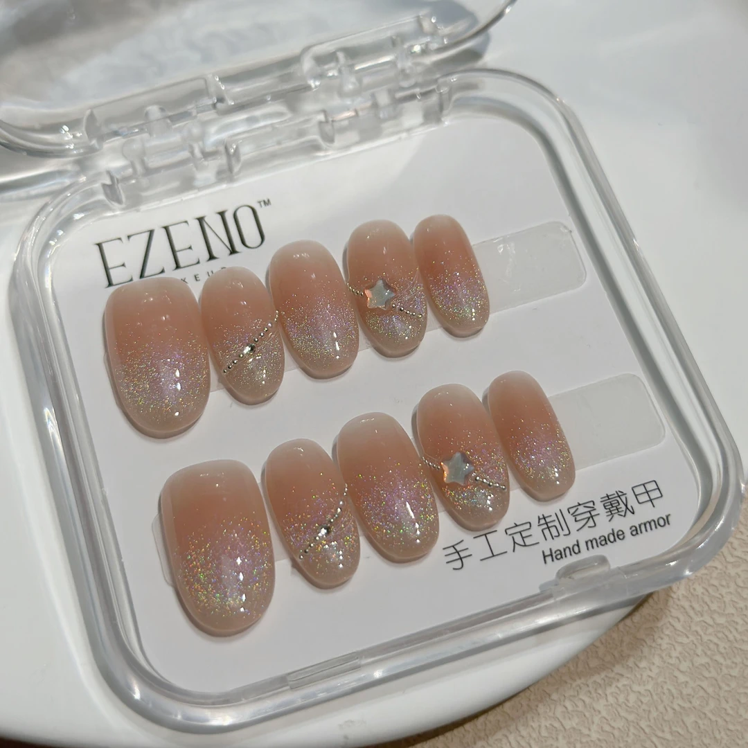 依诺家|小彩虹|Ezeno纯手工定制穿戴甲法式手绘秋日简约气质纯欲