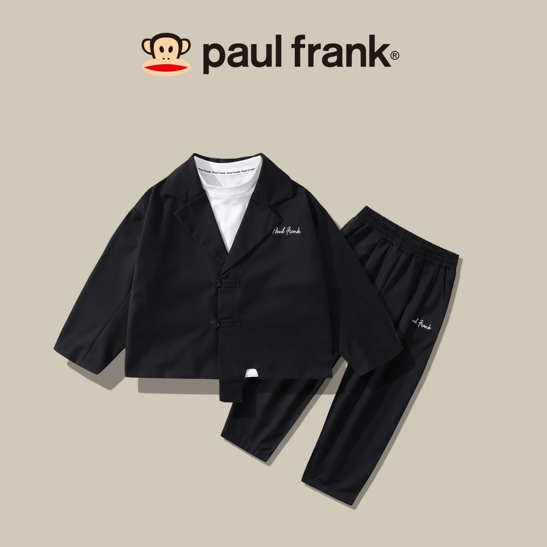 paul frank/大嘴猴2023秋季中国风休闲套装儿童西装三件套潮CA010