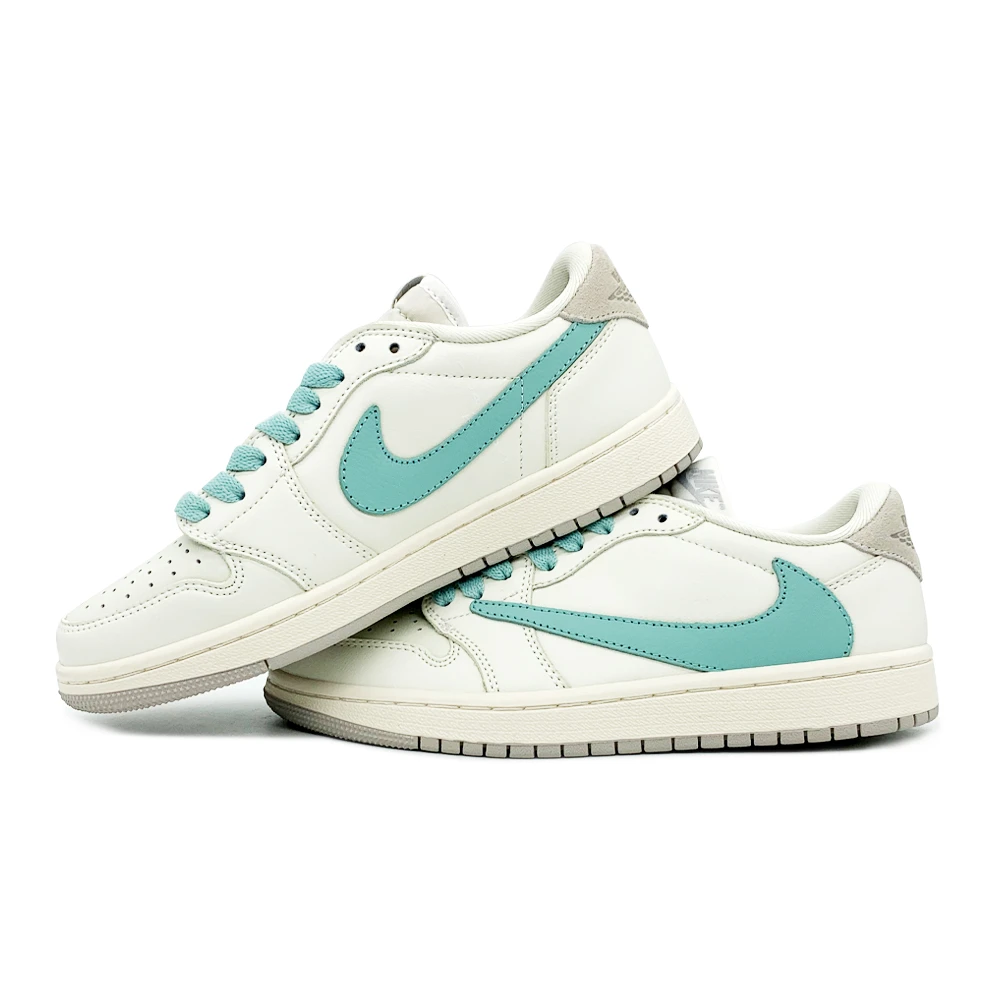 Nike/耐克AJ 1 LOW提夫尼蓝复古风白男女鞋运动休闲鞋【球鞋定制】