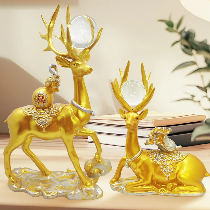创意轻奢麋鹿梅花鹿暖居摆件客厅玄关电视柜酒柜桌面摆件装饰品