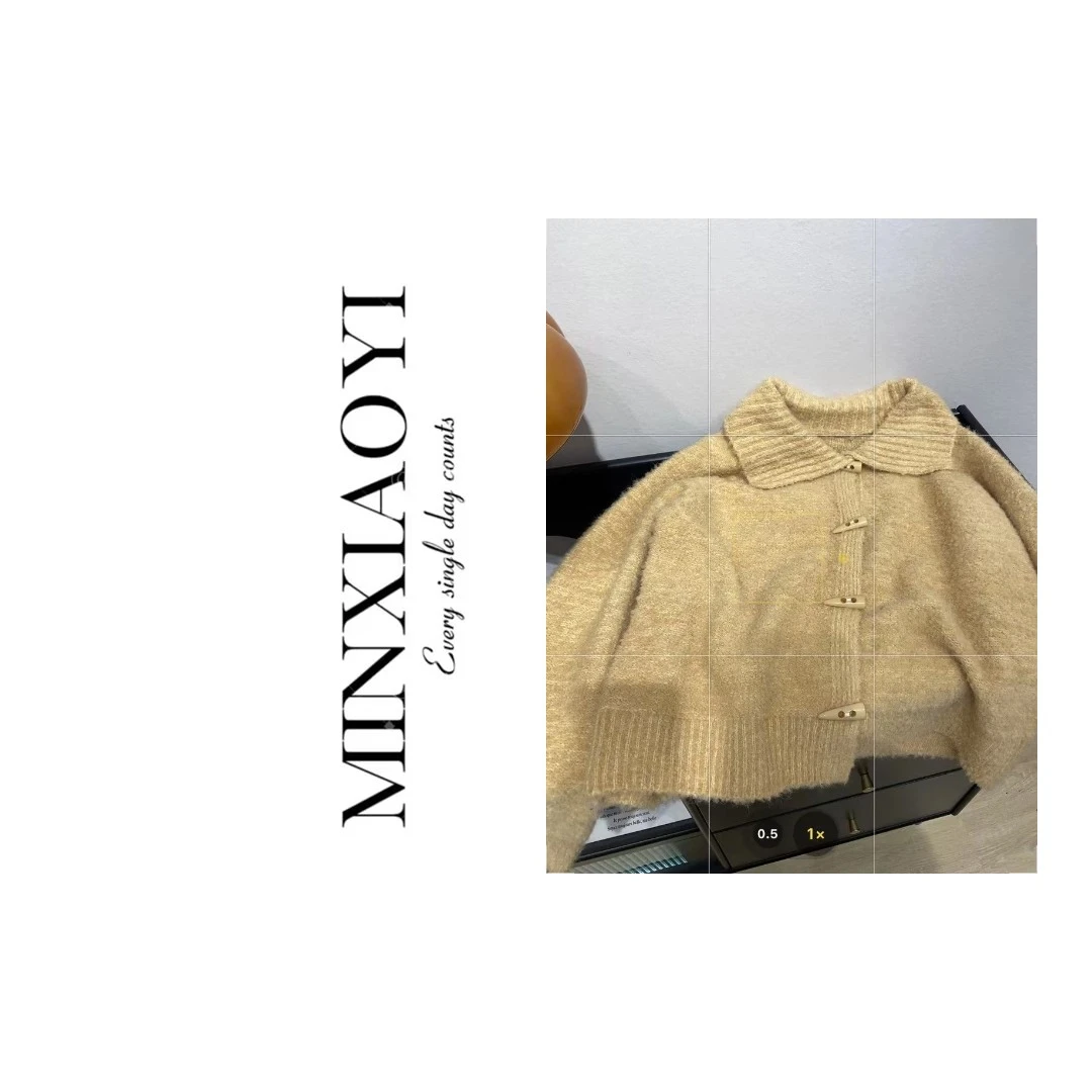 闵笑一【冰岛日出】M299&针织衫毛衣上衣女装翻领毛衫