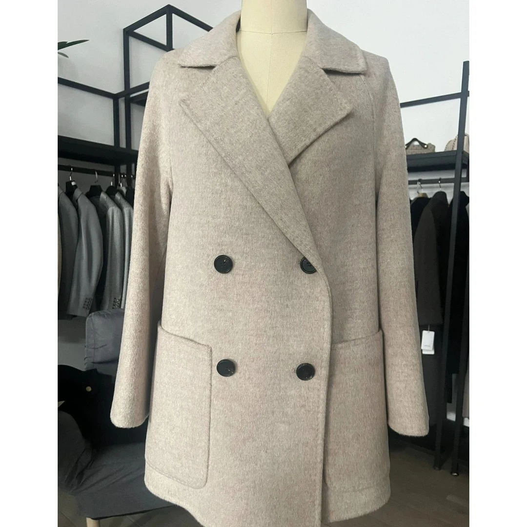 24秋冬网红爆款气质中长百搭款双面全羊毛大衣短款时尚休闲羊绒