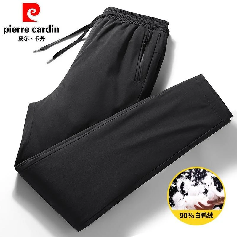 皮尔卡丹羽绒裤男外穿中老年人加厚保暖鸭绒防风高腰宽松大码棉裤