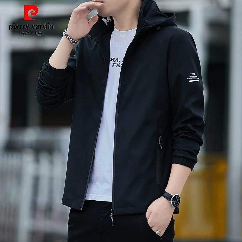 皮尔卡丹正品男士春秋新款衣服潮连帽夹克青年男装休闲男外套宽松