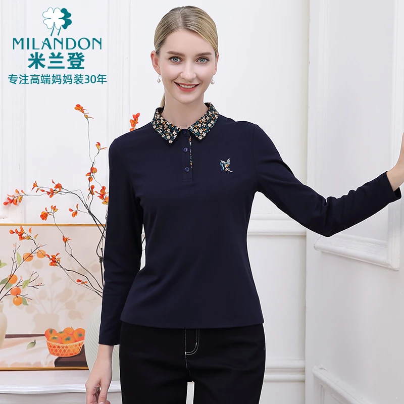 MILANDON/米兰登2024秋冬新款修身打底T恤百搭长袖上衣1P4T1107X