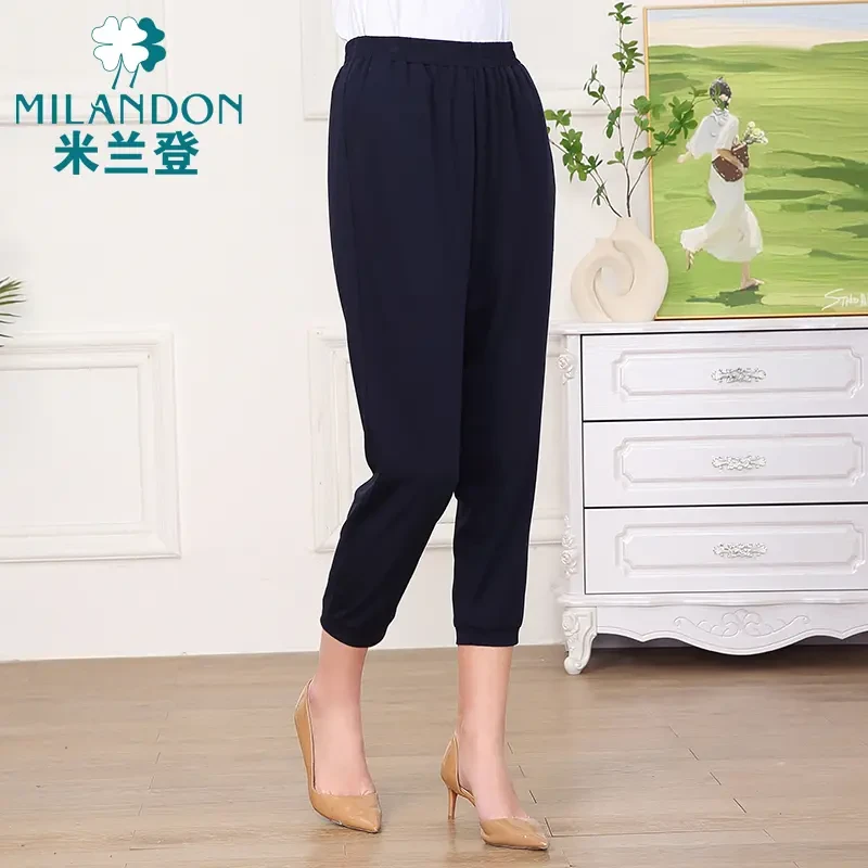 MILANDON/米兰登2024夏季薄透气休闲松紧腰女八分休闲裤DP210120
