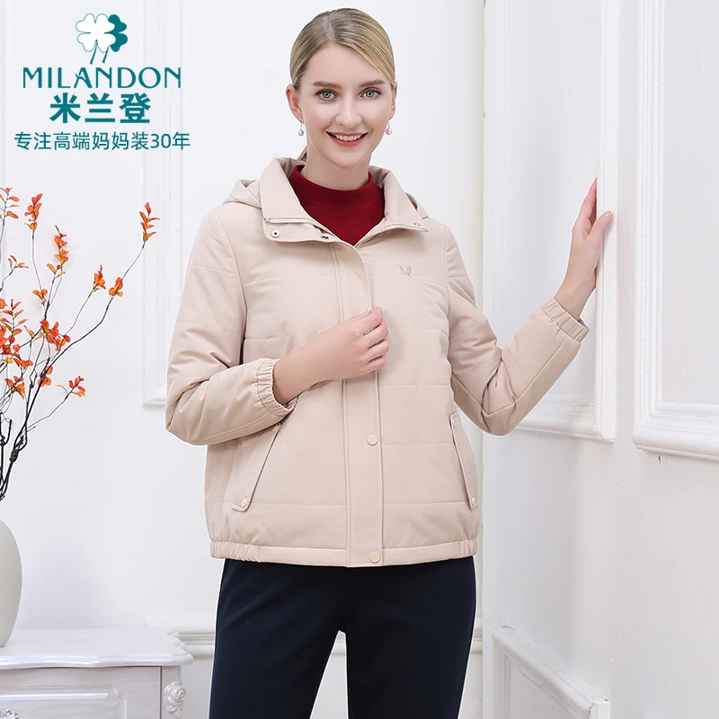 MILANDON/米兰登夹棉厚款保暖棉衣女士冬季休闲短款外套1P450108