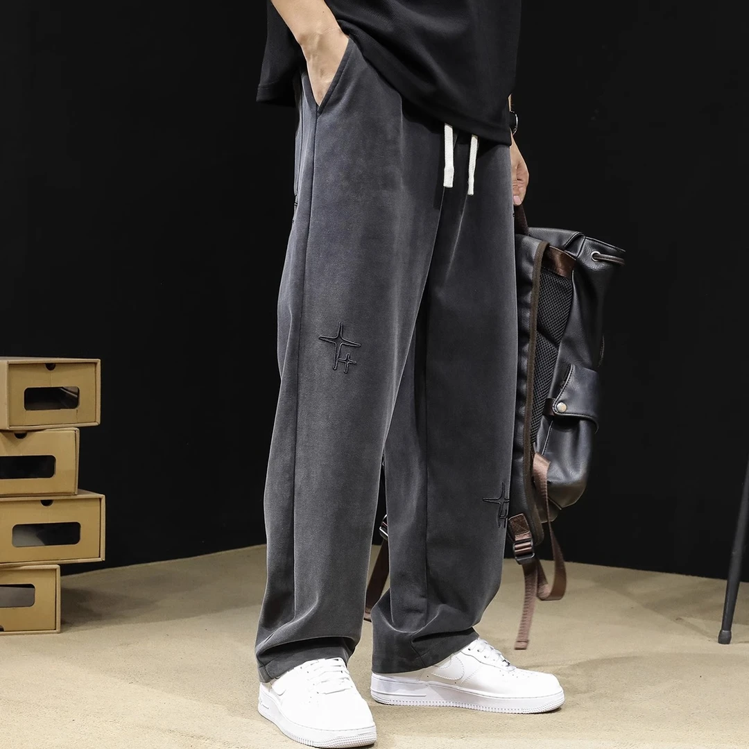 秋季男士宽松卫裤直筒运动裤男士2025春秋款宽松大码潮休闲卫裤男