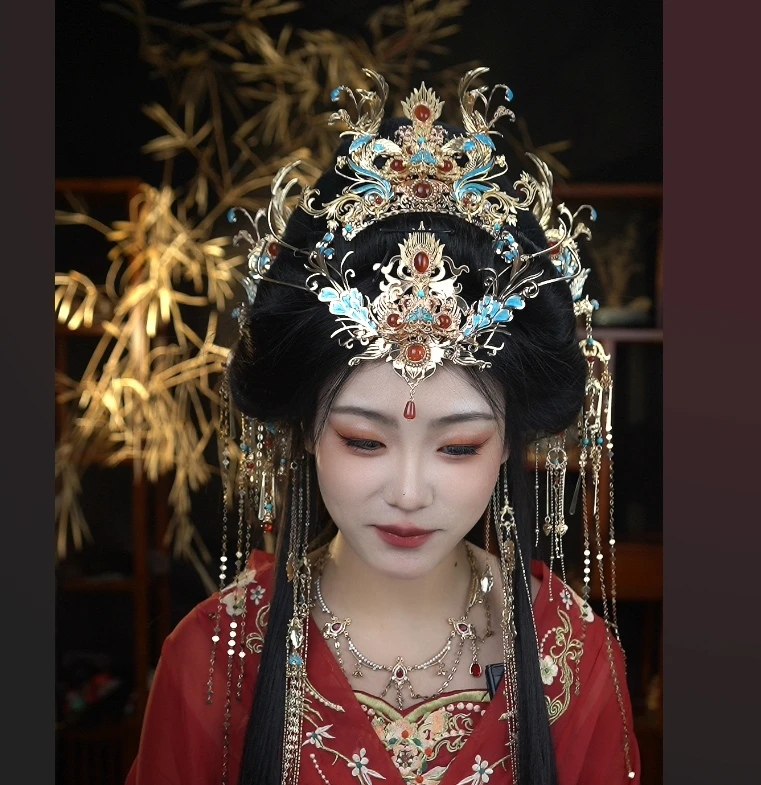 美杜莎司司原创古风汉服发饰首饰发冠发簪长流苏额冠