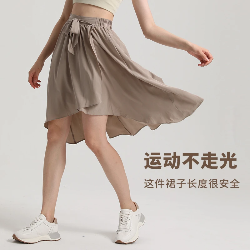 春夏新款防走光绑带半身裙透气舒适速干遮臀舞蹈裙瑜伽服DQ398