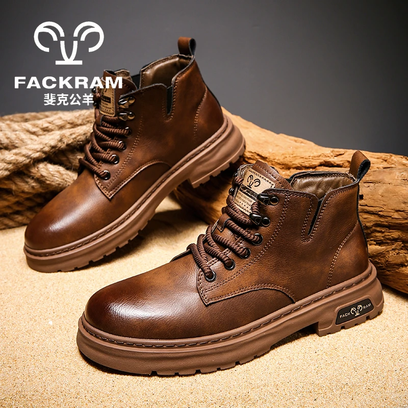 FACKRAM/斐克公羊[舒适内里款]男款中高帮马丁靴2023新款百搭短靴