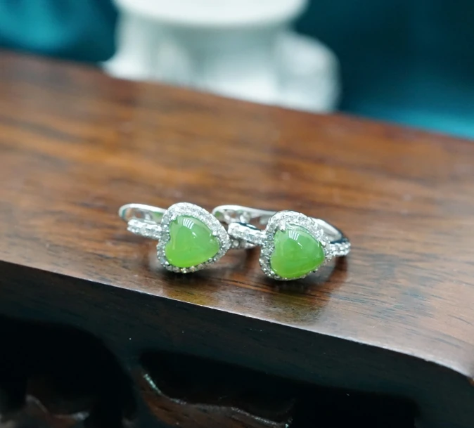 【山哥专享】s925和田玉碧玉耳坠  HYZB120511