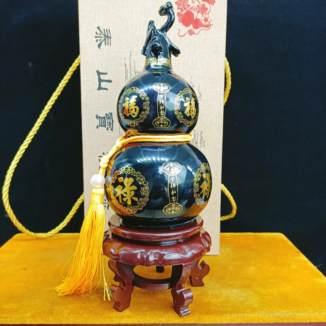 纯手工精雕泰山烫金葫芦客厅茶室办公室装饰摆件