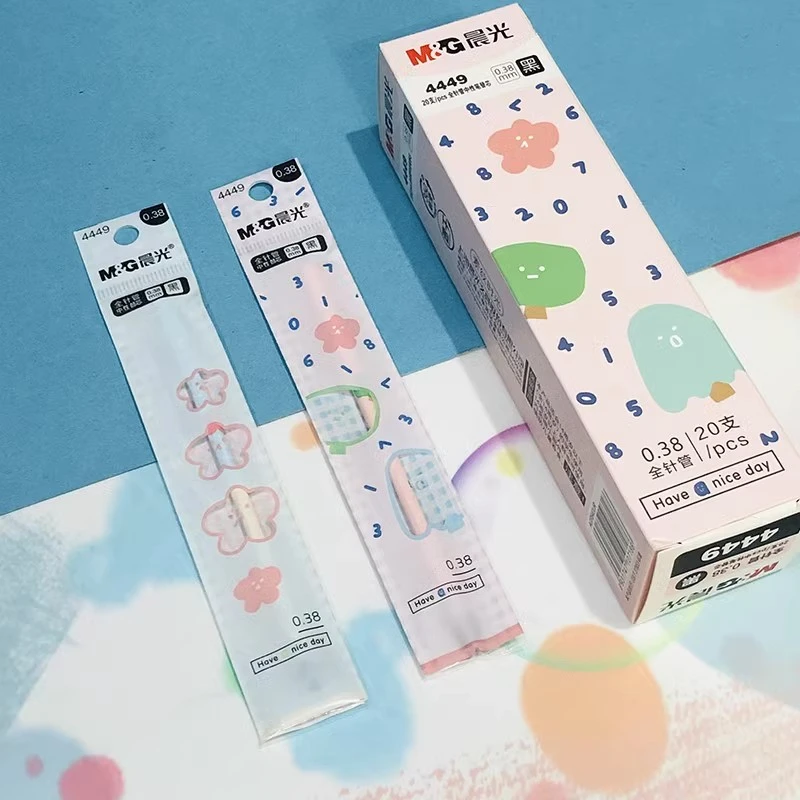 晨光4449素纹时光系列速干替芯黑色0.38全针管女生款签字笔芯