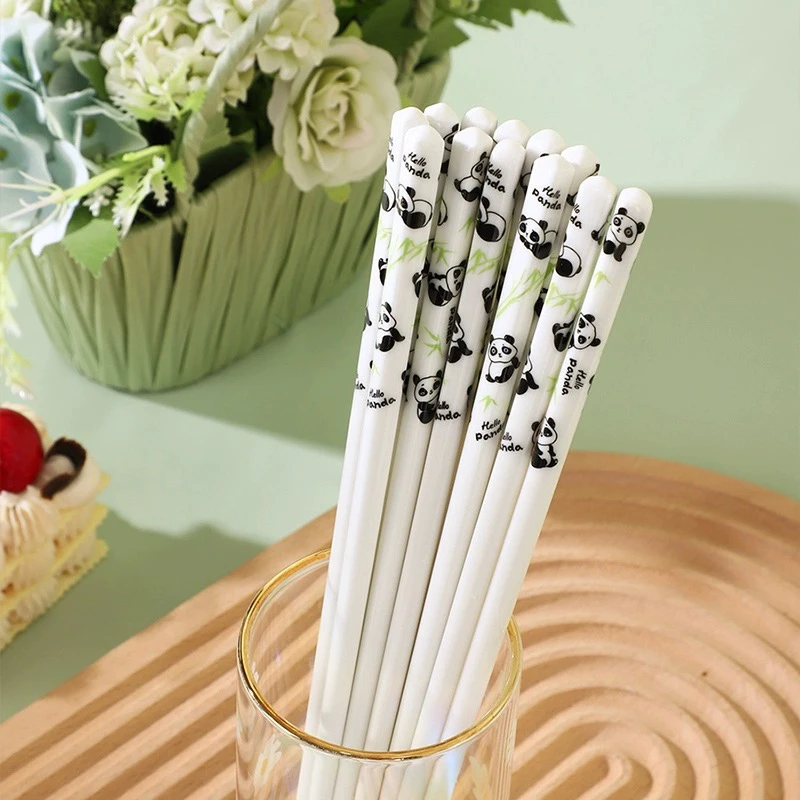 熊猫2023新款筷子防滑家庭装陶瓷筷子家用不发霉耐高温抗菌防潮