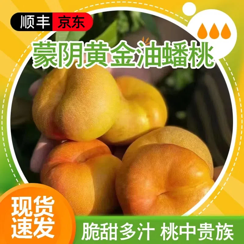 山东蒙阴紫霞油蟠桃纽扣彩虹4.5斤芒果蟠桃果园新鲜采摘夏日尝鲜D
