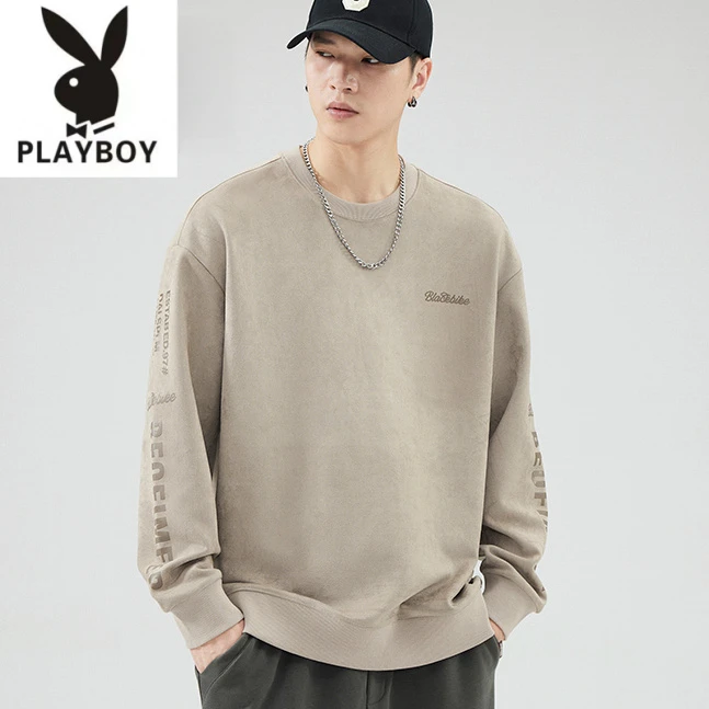 花花公子男士卫衣男款春季圆领宽松男装上衣男长袖T恤韩版衣服