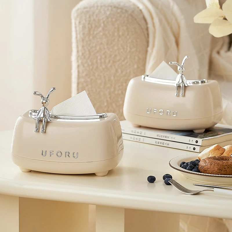 网红创意纸巾盒卫生间客厅卧室抽纸盒奶油风可爱兔装饰桌面抽纸盒