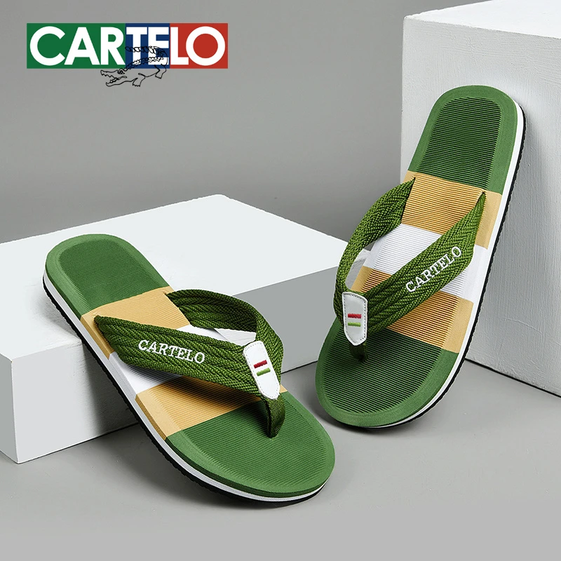 CARTELO/卡帝乐鳄鱼男士人字拖外穿潮流拖鞋男士海边沙滩凉拖广东