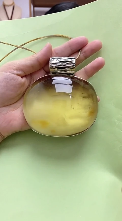 【闪购商品】琥珀裸石银S925镶嵌琥珀吊坠